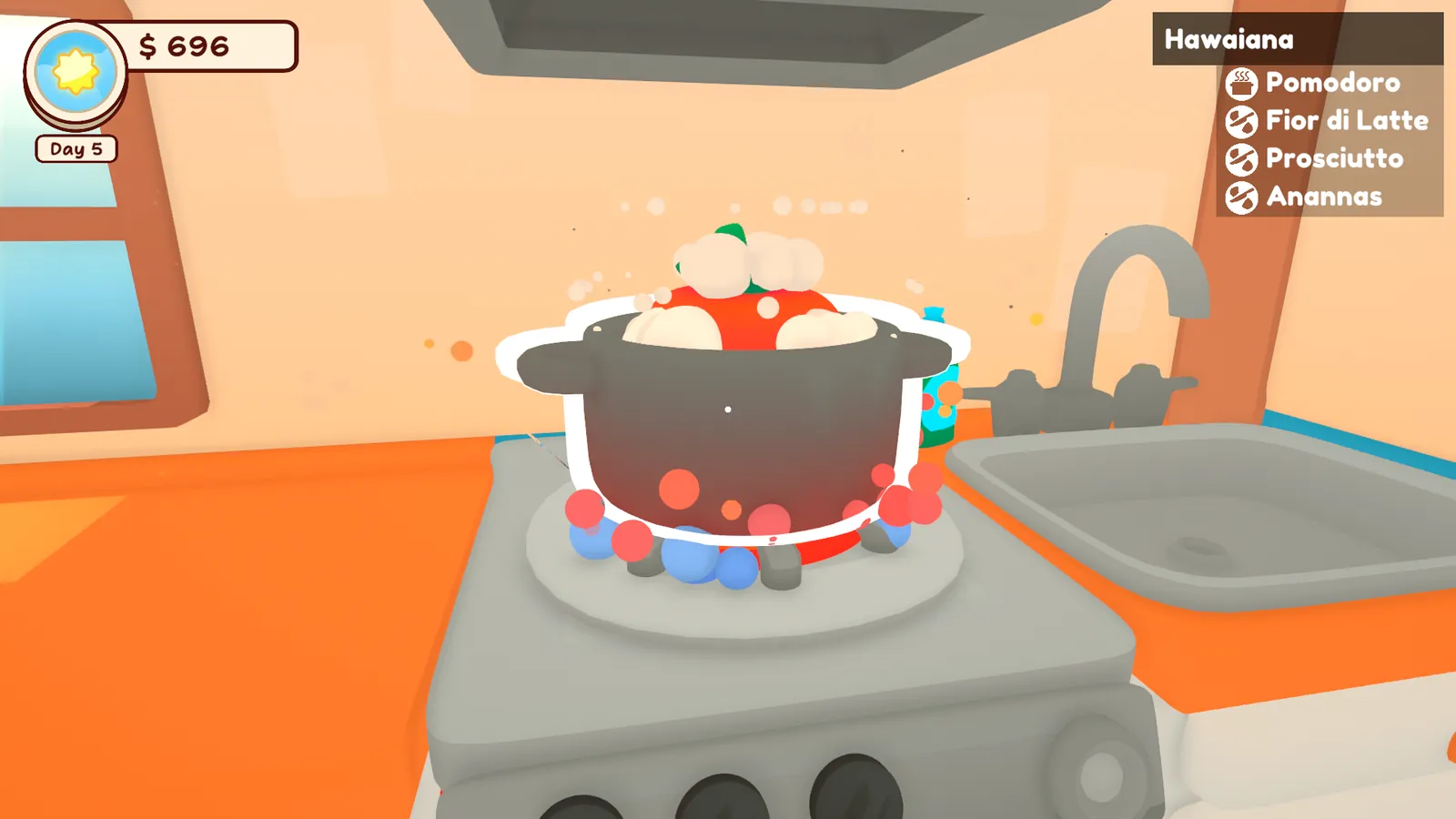Cooking tomato sauce on the stove